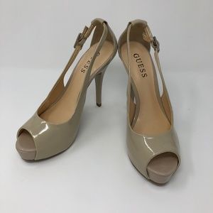 Nude GUESS PeepToe Heels